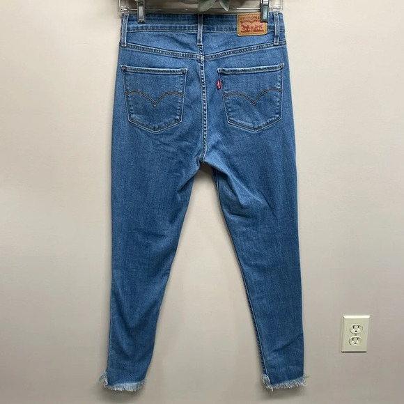 Levi’s 721 High Rise Skinny Denim Medium Wash Jeans Raw Hem 29 - Picture 4 of 15